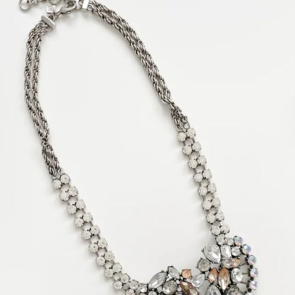 BANANA REPUBLIC ANTIQUE SILVER TONE CUT CRYSTAL 19"-21" NECKLACE NWT - Picture 8 of 8